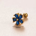 Blue / 1 Piece Simple Series Flower Copper Gold Color Zircon Women's Stud Earrings Picture2